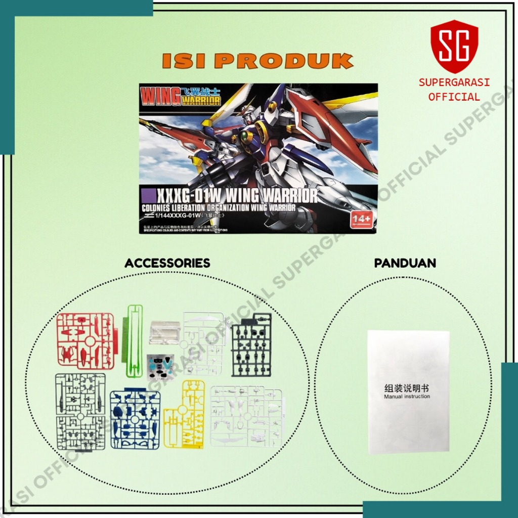 Action figure HG 1/144 Wing warrior action figure model kit pajangan XXXG-01W