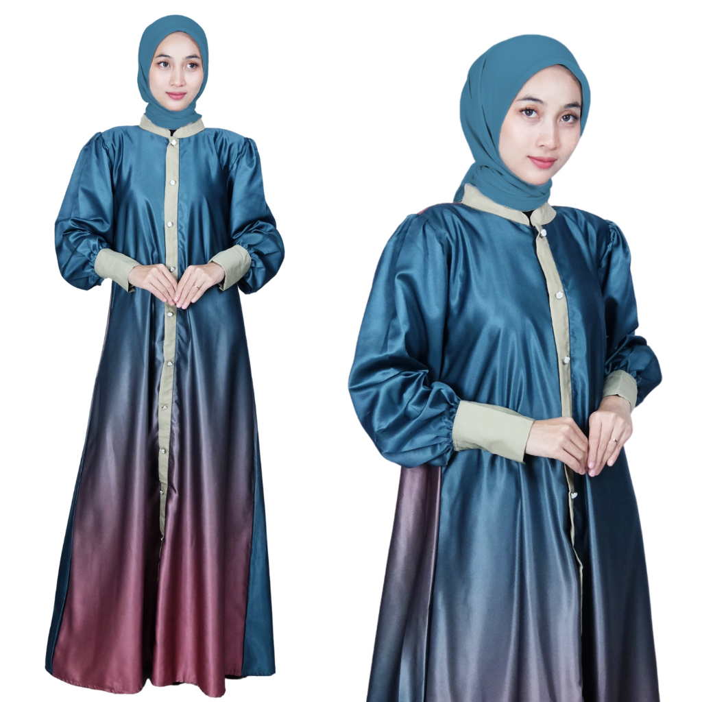 ELVARA DRESS - Gamis sutra gradasi silk premium | Gamis Silk Gradasi