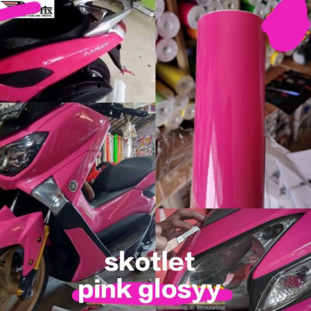 Stiker skotlet pink glosy dan dop per meter ,skotlet motor,,mobil,aquarium kaca,skotlet murah ber ku