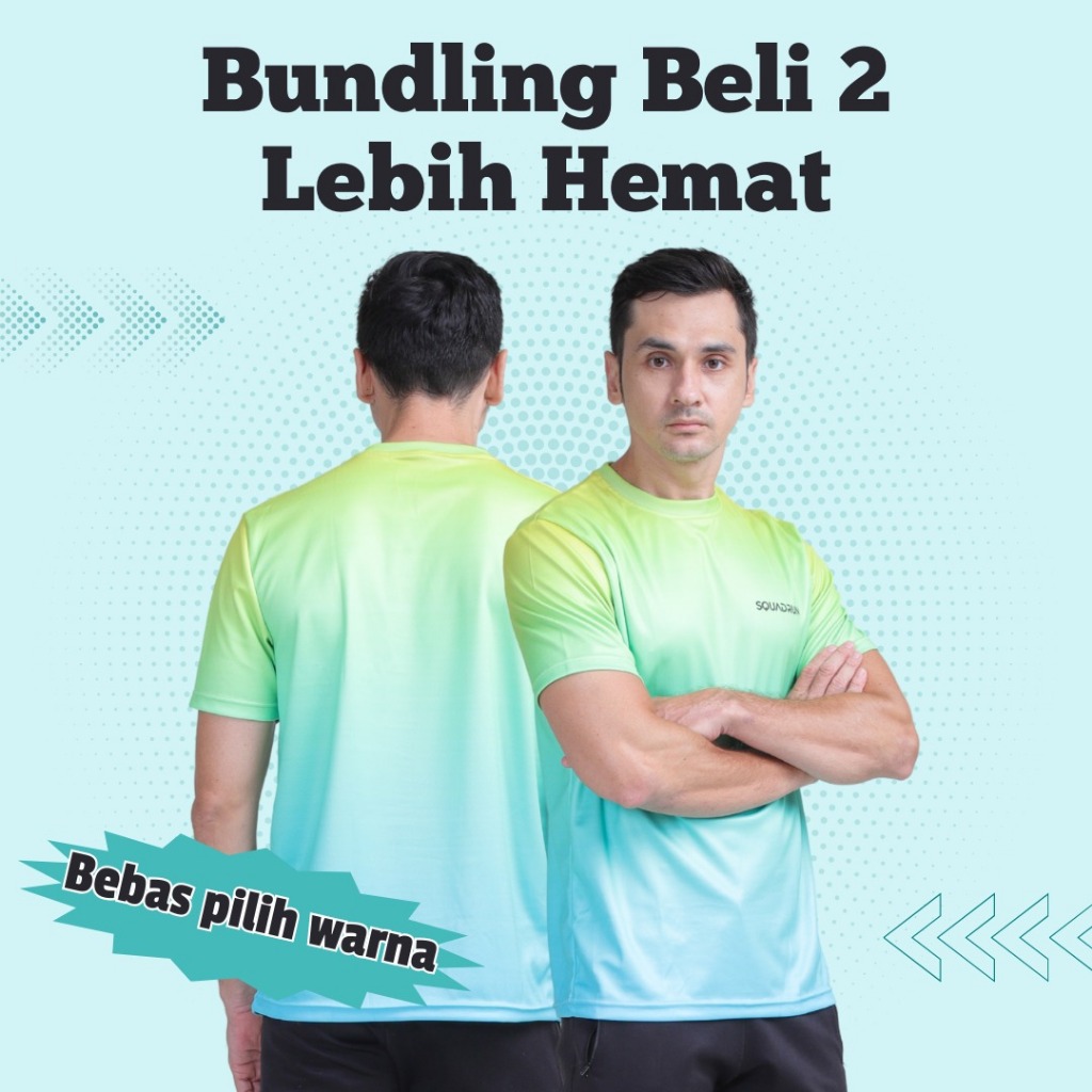 Squadrun - Paket Kaos Running Pria Dual Motion Jersey Dryfit Milano Premium