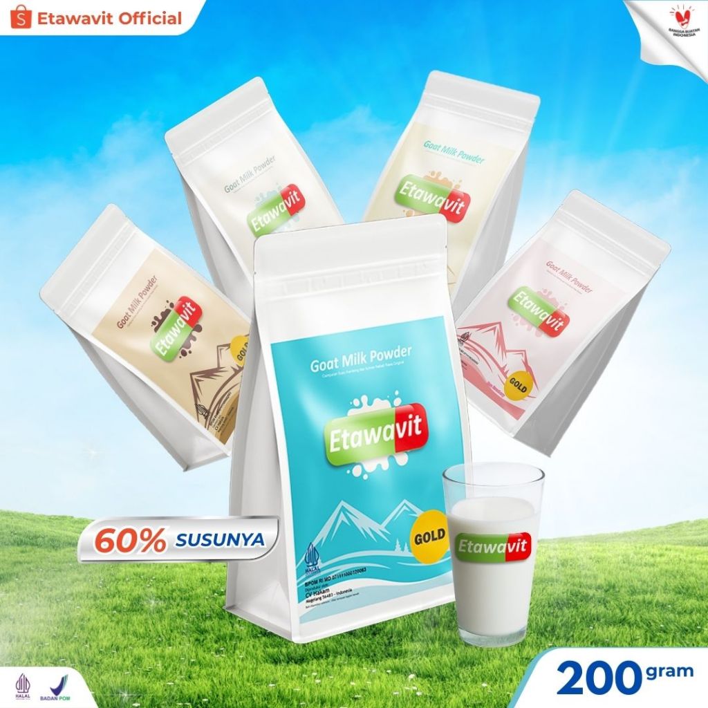 

Paket Promo 5 Varian 200 gram ETAWAVIT Original, Vanilla, Coklat, Strawberi dan Aren