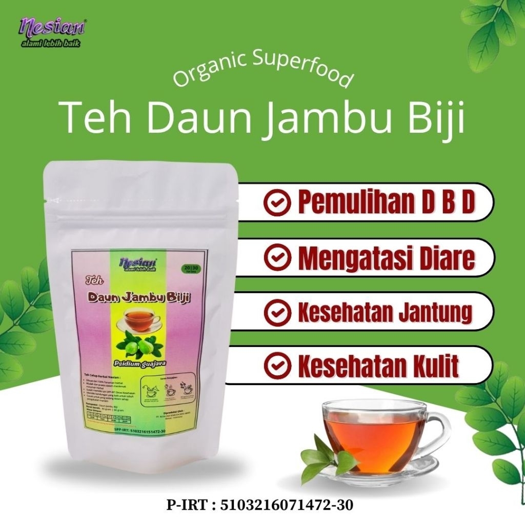 

PRIMAFARM TEH DAUN JAMBU BIJI | TEH HERBAL | PSIDIUM GUAJAVA TEA | 20 KANTONG TEH