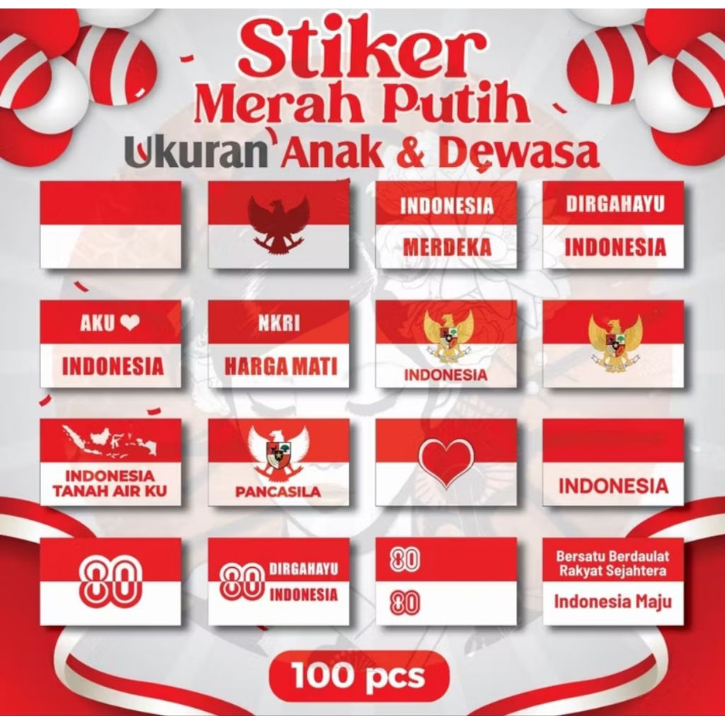 

Stiker merah putih / stiker bendera / stiker kemerdekaan 100pcs