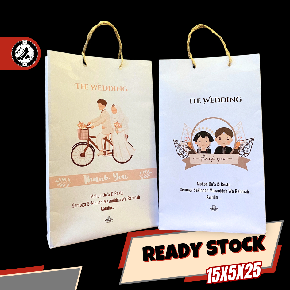 

PAPER BAG WEDDING READY STOCK SIAP KIRIM MUAT ISI SNACK SOUVENIR CETAK WARNA DESAIN LUCU UNIK ESTETIK