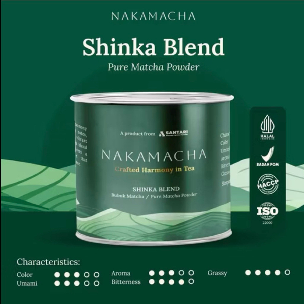 

Nakamacha Pure Matcha Powder Shinka Blend Bubuk Minuman Matcha Murni Shinka