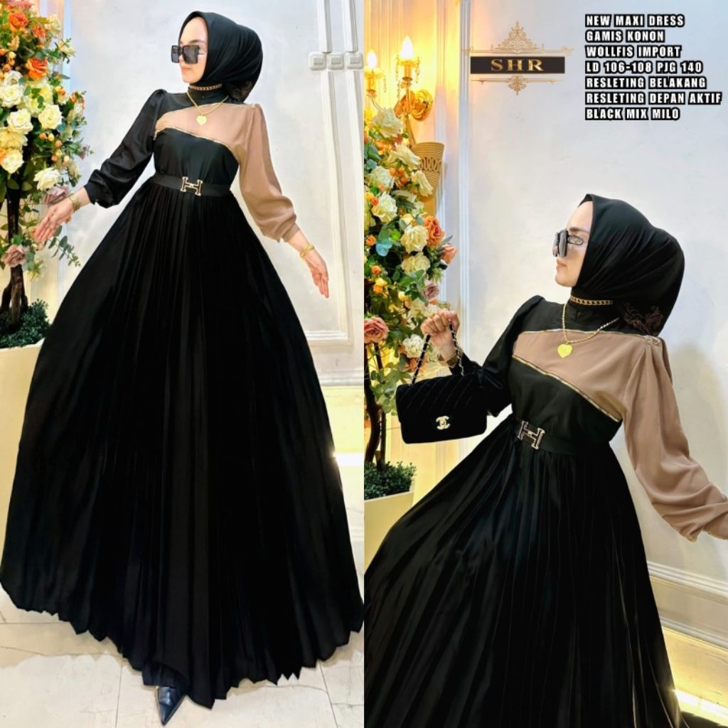 Maxi dress gamis konon wollfis import by shr ori