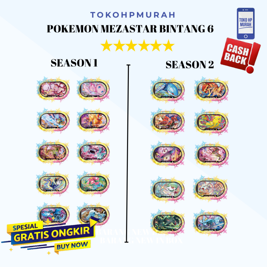 Pokemon Mezastar (Bintang 6) Superstar Pokemon - Miraidon Koraidon Zeraora Greninja Limited Edition