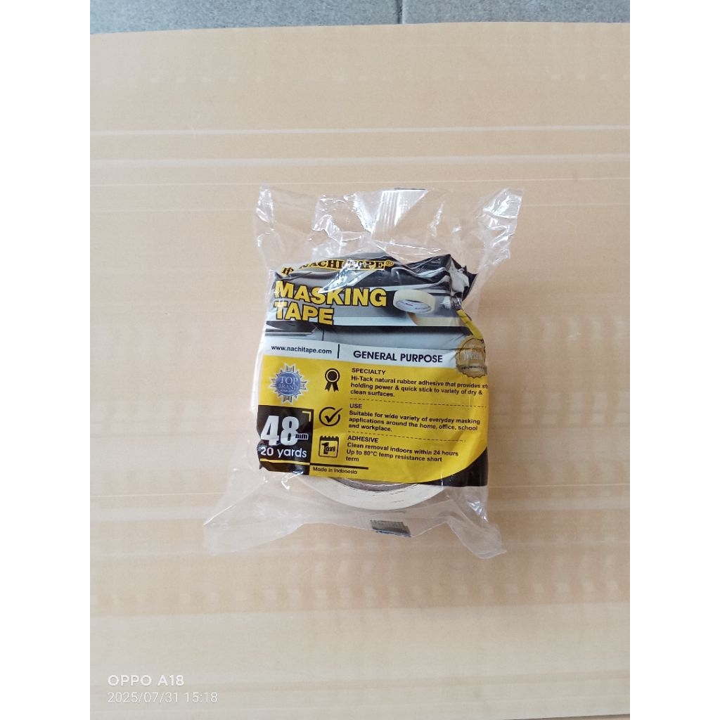

Nachi Lakban Kertas 2 inch Masking Tape Nachi 48mm x 20 yard