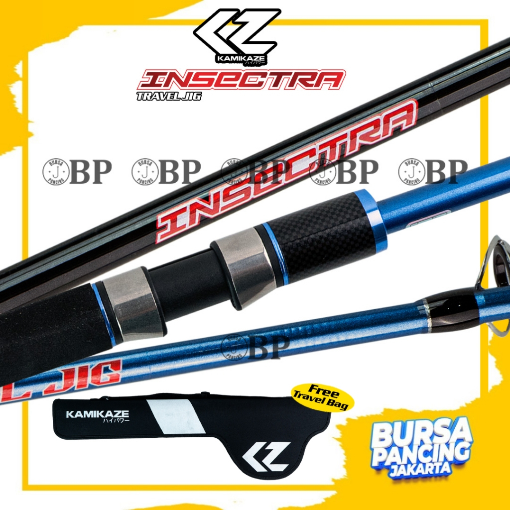 KAMIKAZE Joran Pancing Spinning INSECTRA TRAVEL JIG 180cm 3 Section PE 1-3 PE 2-4 High Carbon Blank 