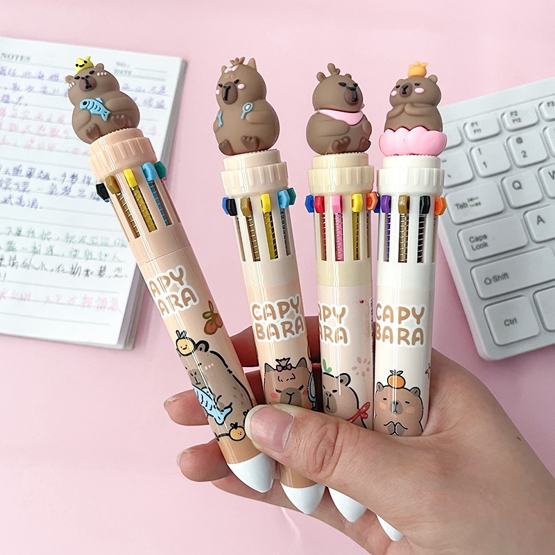 

Pulpen 10 Warna Karakter Lucu | Pulpen Multi Color Klik Capybara Kartun Cewek Sekolah
