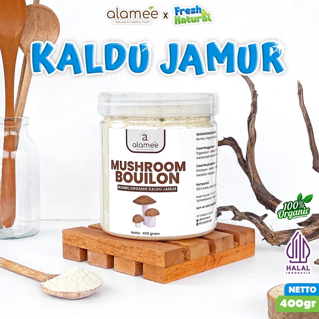 

ALAMEE Kaldu Jamur Bubuk Mushroom Powder Bumbu Dapur Spice Toples Seasoning 400gr freshandnatural