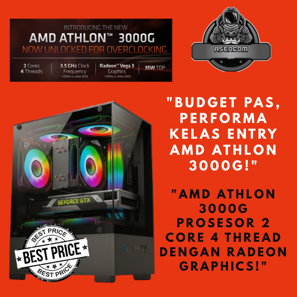 PC CPU Gaming Hemat AMD Athlon 3000G – Cocok untuk Game Ringan & Harian