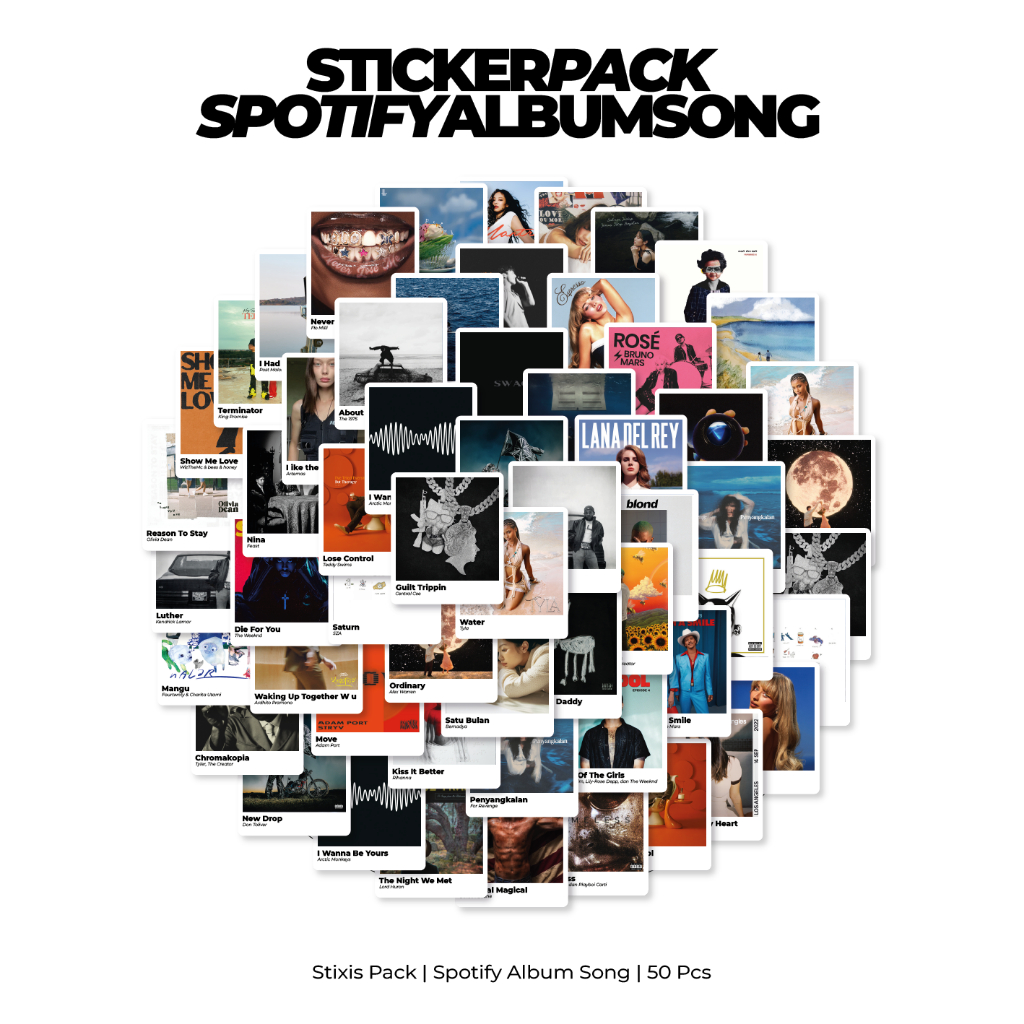 

[READY] STICKER PACK | ALBUM COVER SPOTIFY | 52 PCS | KISSCUT | WATERPROFF | STIXIS.MARKET