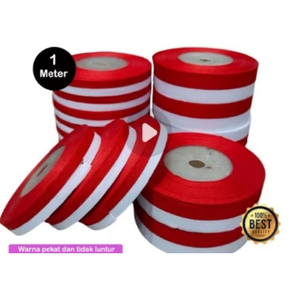 

Pita merah putih / pita kain merah putih 1/2 inch - 1 inch