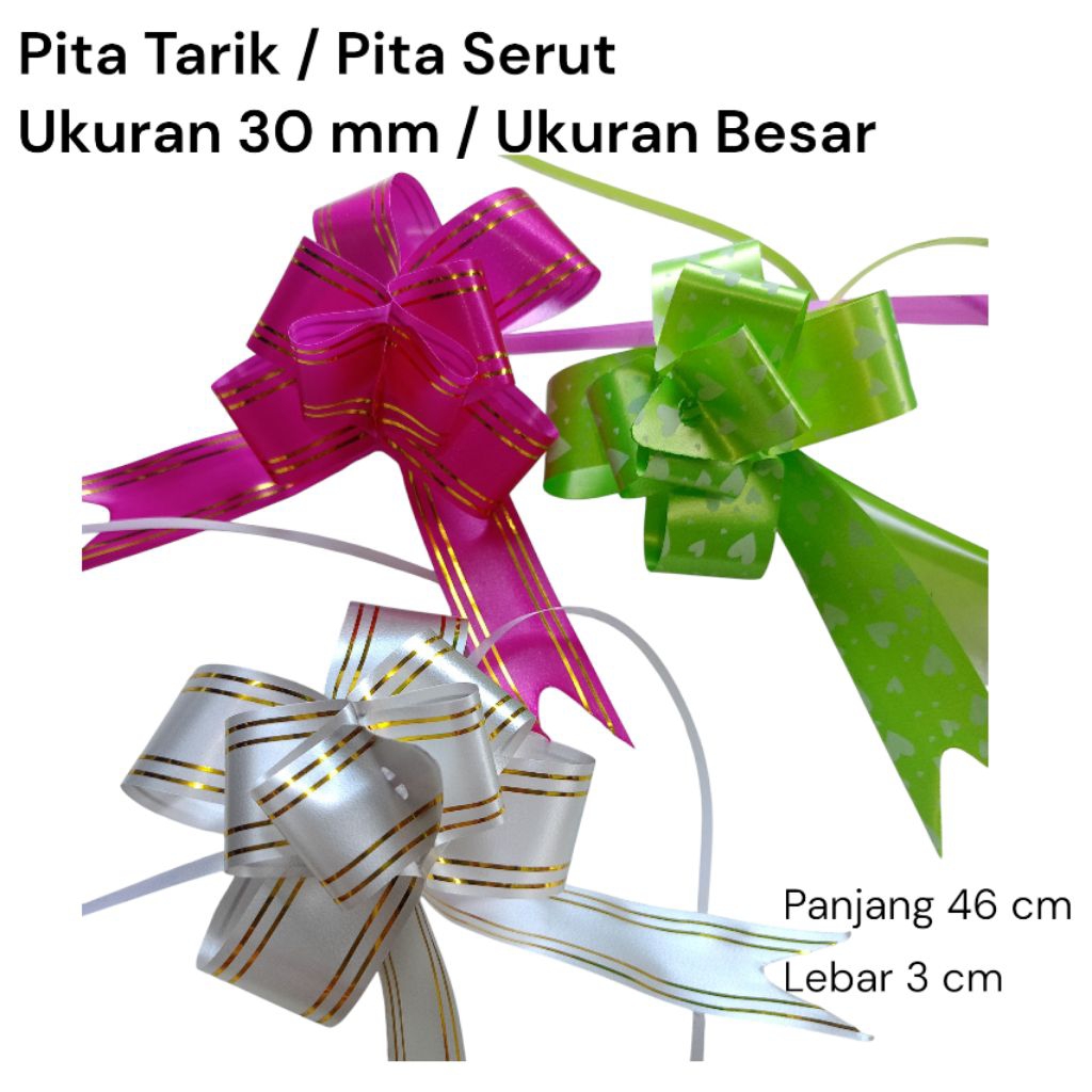 

1 Pack Pita Tarik / Pita Serut / Pita Hias Ukuran Besar / Lebar 3 cm
