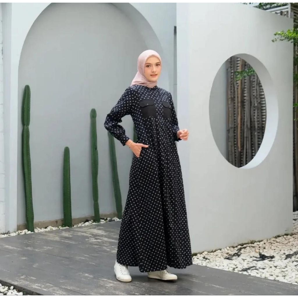 Gamis Amina Dress By Korina, gamis motif, gamis korina, gamis lebaran