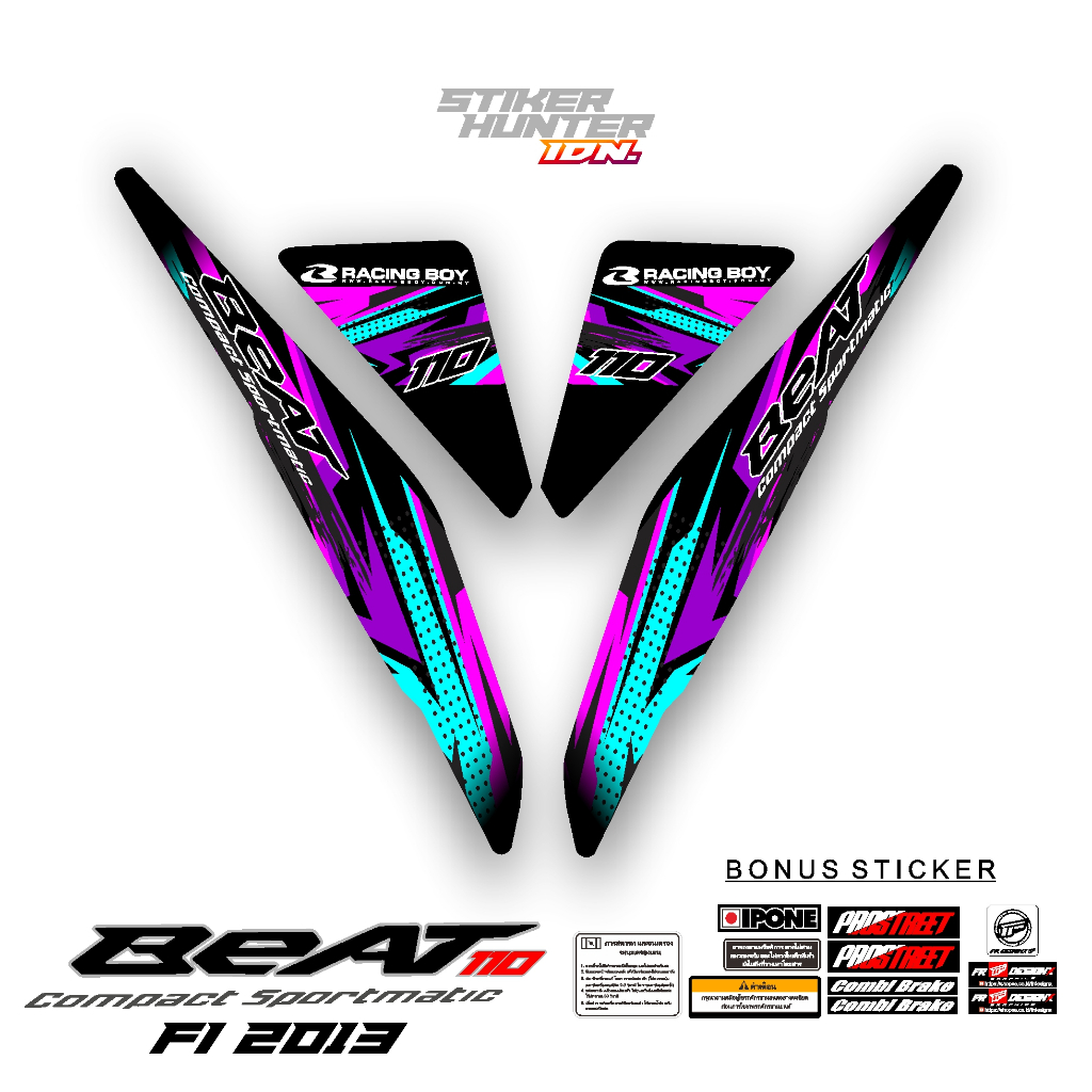 STRIPING STIKER DECAL HONDA BEAT FI ESP 2013 - 2016 MTF ROAD RACE 2 / STIKER HUNTER / STRIPING MODIF