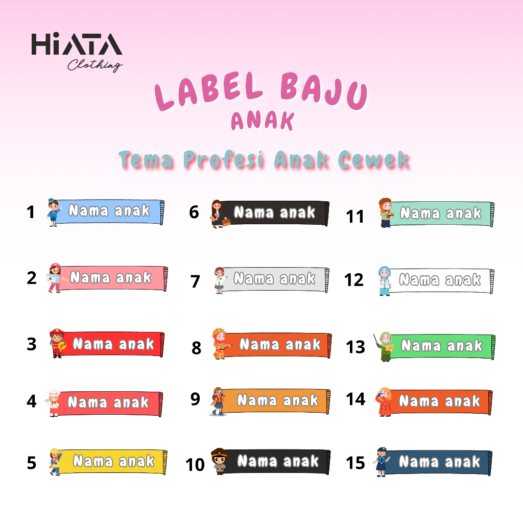 

Label Nama Baju Tema Profesi Anak ISI 50 Pcs PO 2-3 hari setelah cekout/ Stiker Sablon / Sablon Nama Baju / Label Baju Setrika Murah