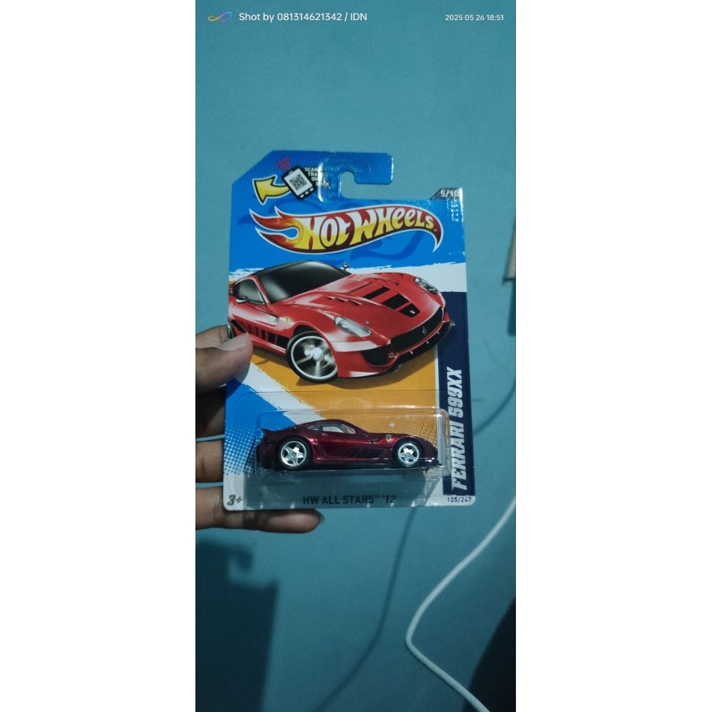 Hotwheels THS STH Super Treasure Hunt Ferrari 599xx merah ban karet very rare