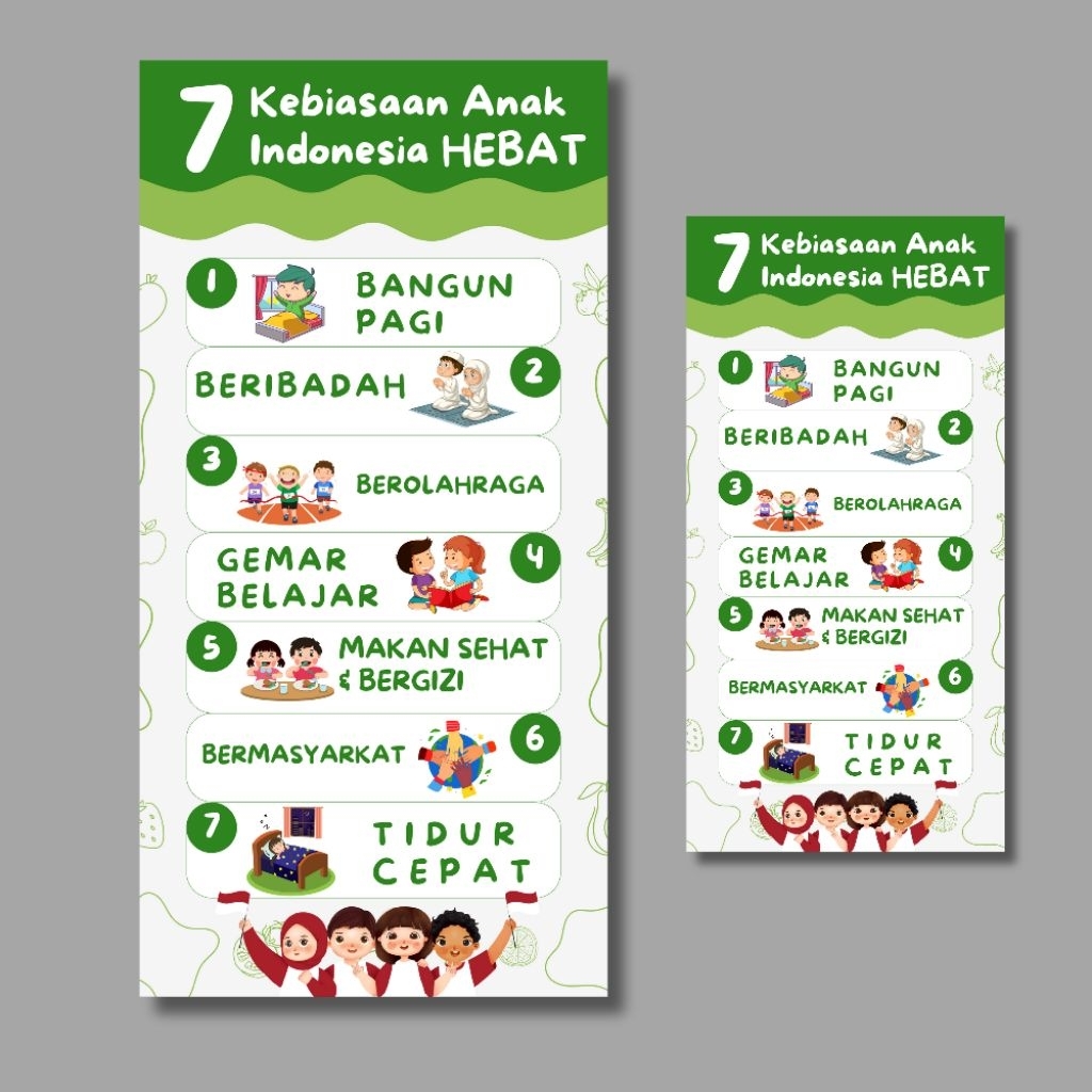 Cetak 7 kebiasaan anak Indonesia hebat 70x140cm
