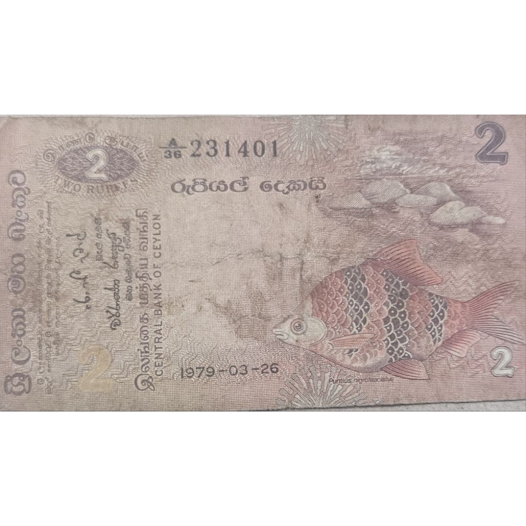 Uang Asing Antik Murah Series Fauna negara ceylon srilanka 2 rupe 1979 kondisi renyah dijamin origin