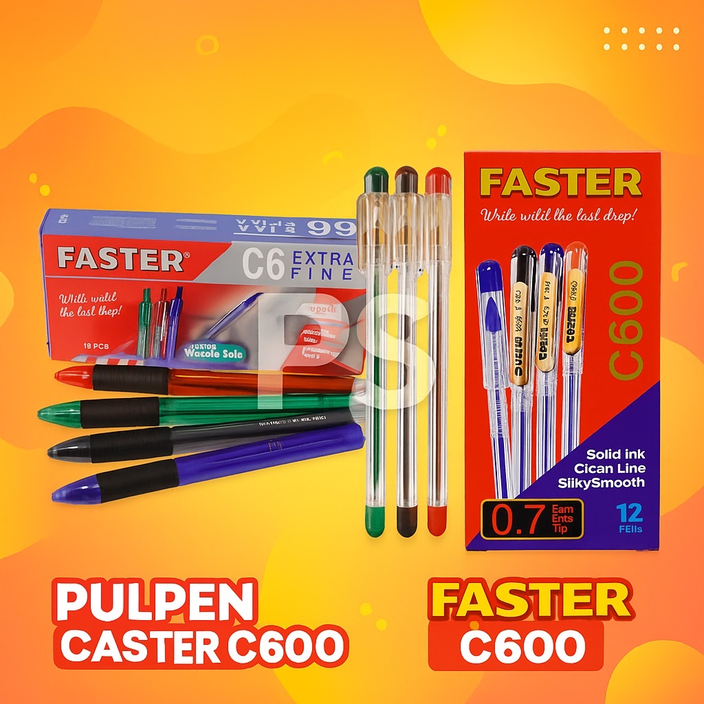 

Pulpen Faster C600 & C6 Extra Fine 0.7mm – Tinta Halus Warna Hitam Biru Merah Hijau [Per Pcs]