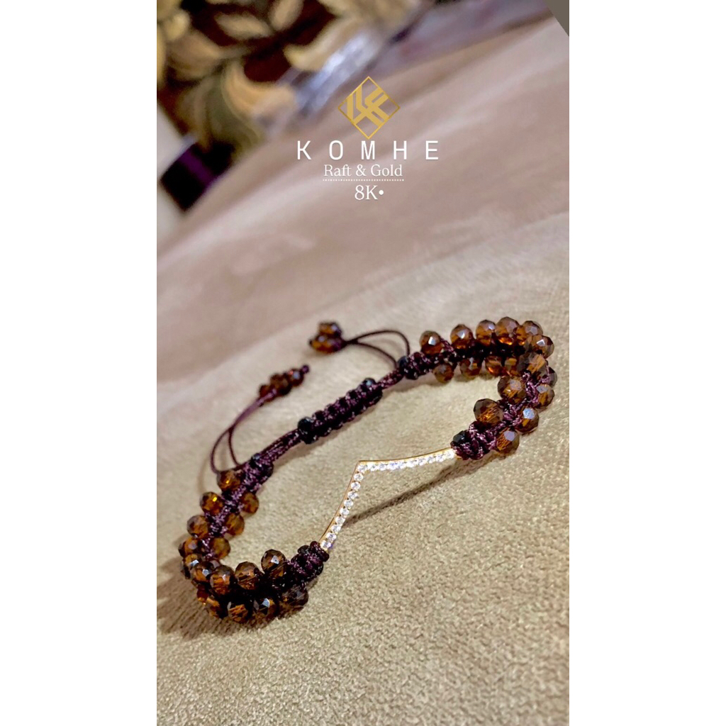 Gelang Rakitan Emas 8K Berat 0,550gr Tali serut Monte kristal Custom