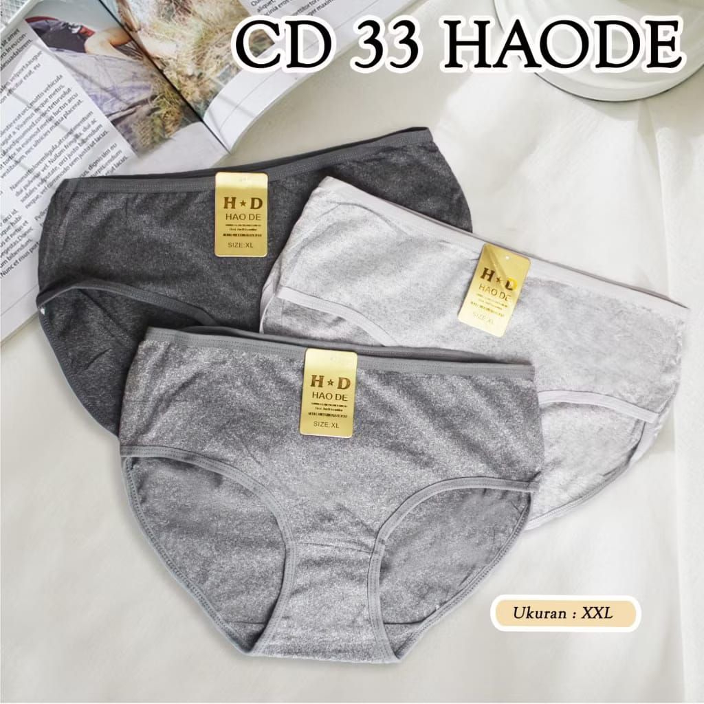 3 PCS CD Celana Dalam Import Perempuan Jumbo Haode Katun Adem Lembut Halus Melar