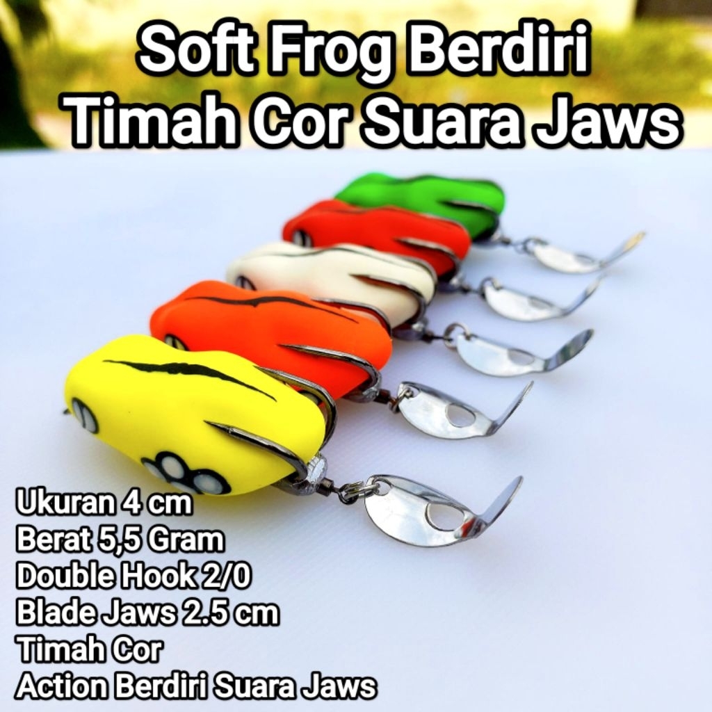 SOFT FROG BERDIRI JAWS 4cm. SOOFT LURE UMPAN CASTING GABUS