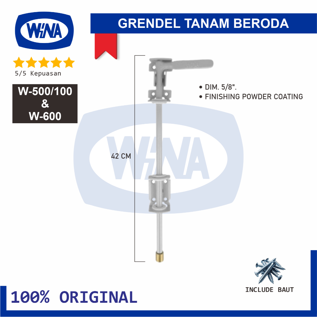 Grendel Tanam Beroda Wina W5100/W600 SLot Pintu Garasi Geser atau Sliding Tikung - 100% Original