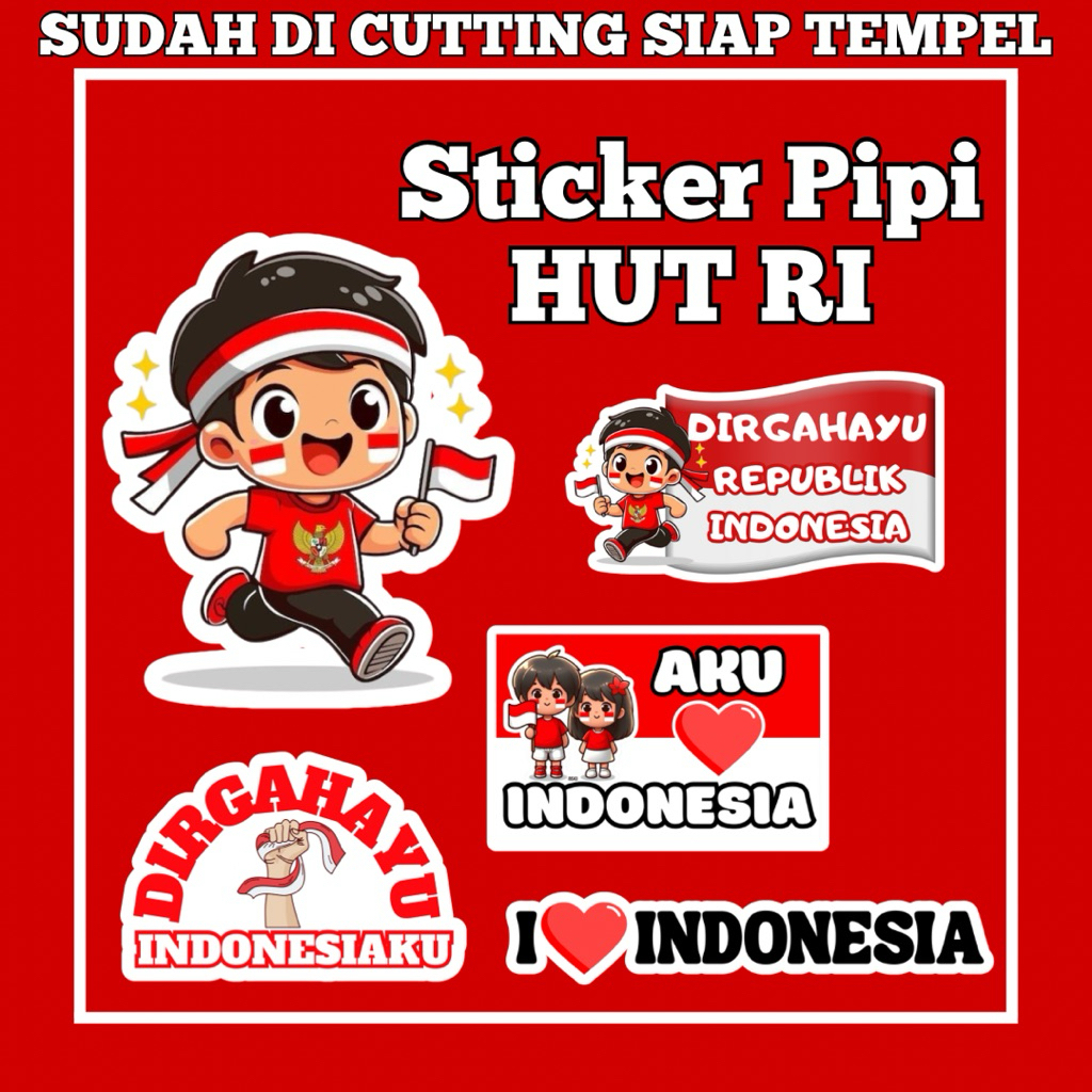 

Sticker Pipi HUT RI (ISI 16-28 PCS), Sticker Bendera Merah Putih, Sudah Cutting Siap Tempel