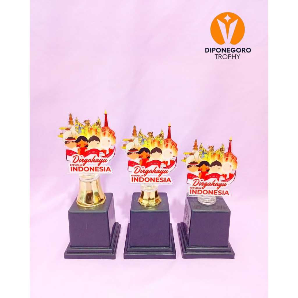 PIALA AKRILIK 1 SET KOMBINASI RASER | PIALA KEMERDEKAAN | PIALA HUT RI