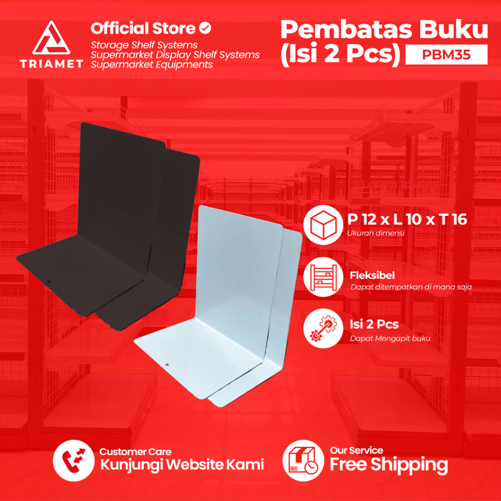 

(Isi 2pcs) Book Stand Besi / Penyangga Buku / Pembatas Buku / Penahan Buku