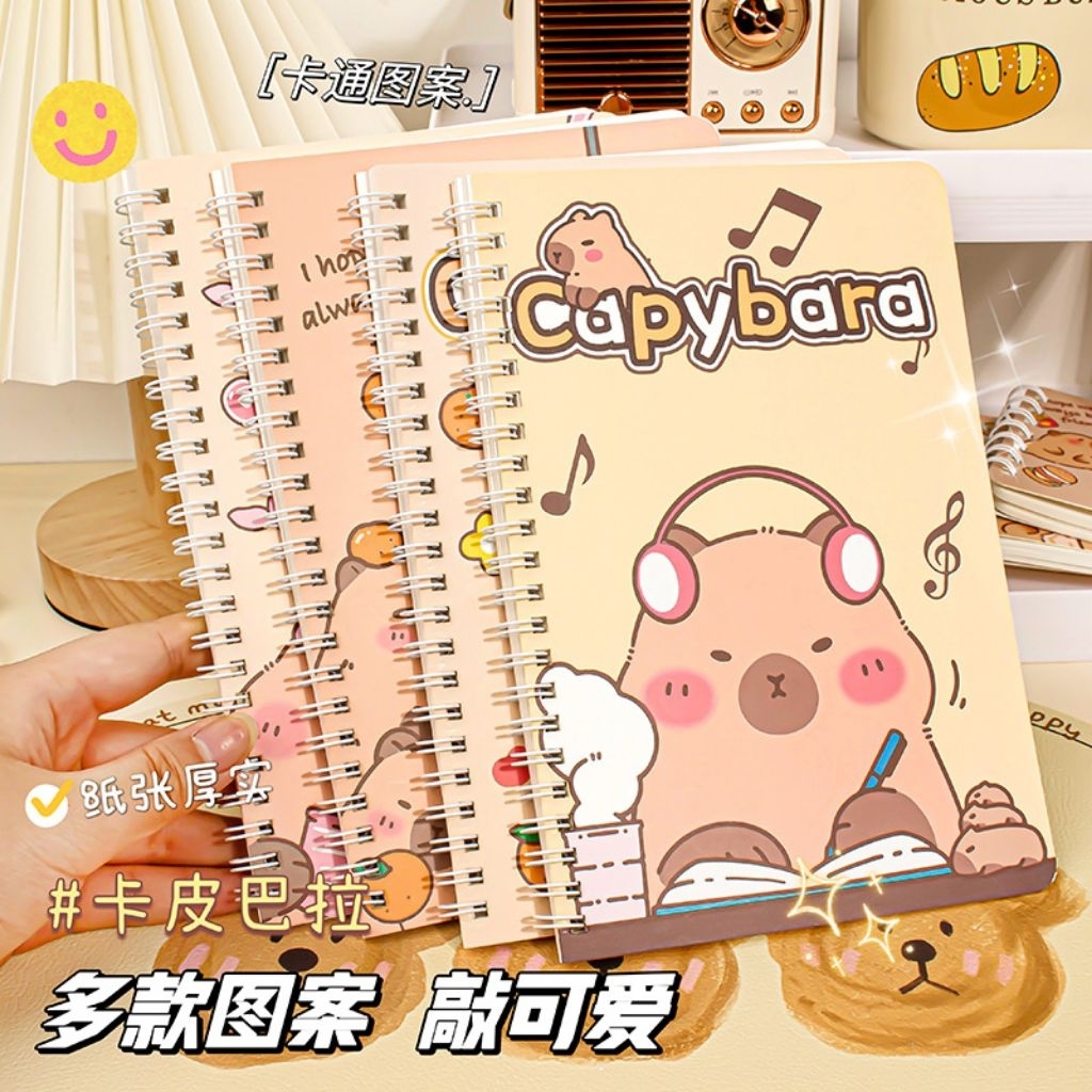 

Notebook A5 bergaris buku catatan buku diare buku lucu estetik capybara buku tulis