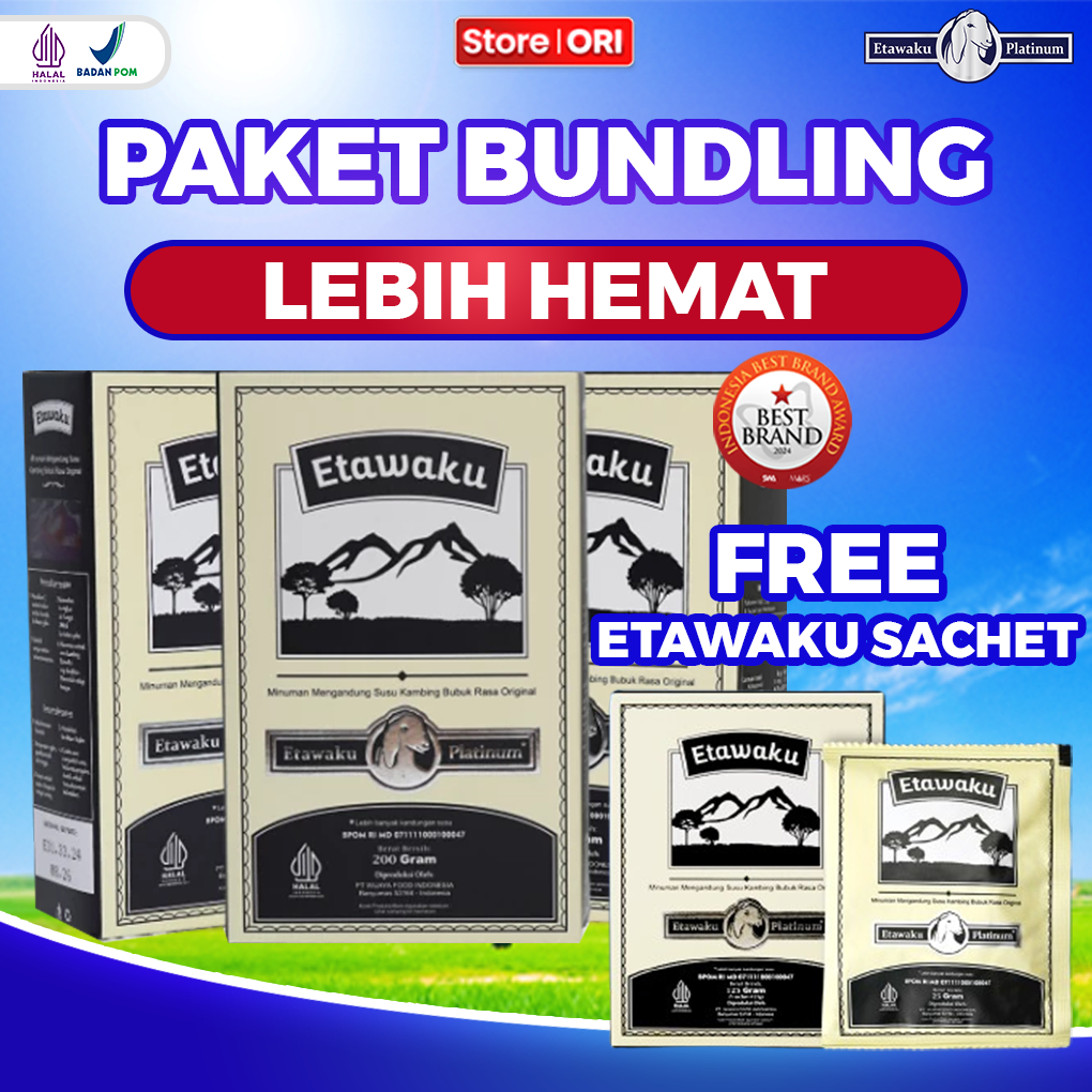 

Paket Bundling 3 Box Etawaku Platinum + Etawaku Sachet 1 Box - Sembuhkan Masalah Pernafasan Sesak Nafas Asma dan Paru Paru Original