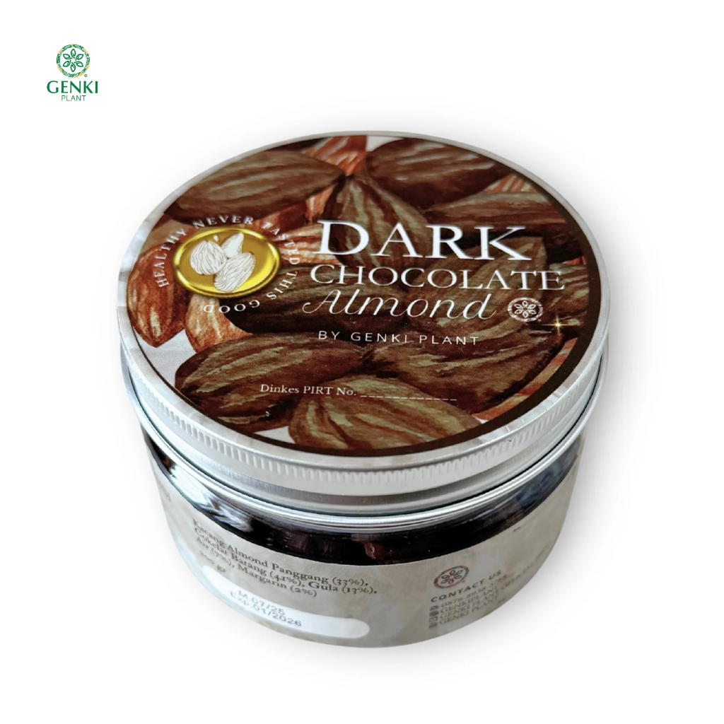 

Genki Plant Dark Chocolate Almond / Kacang Almond Panggang Cokelat - 180 g