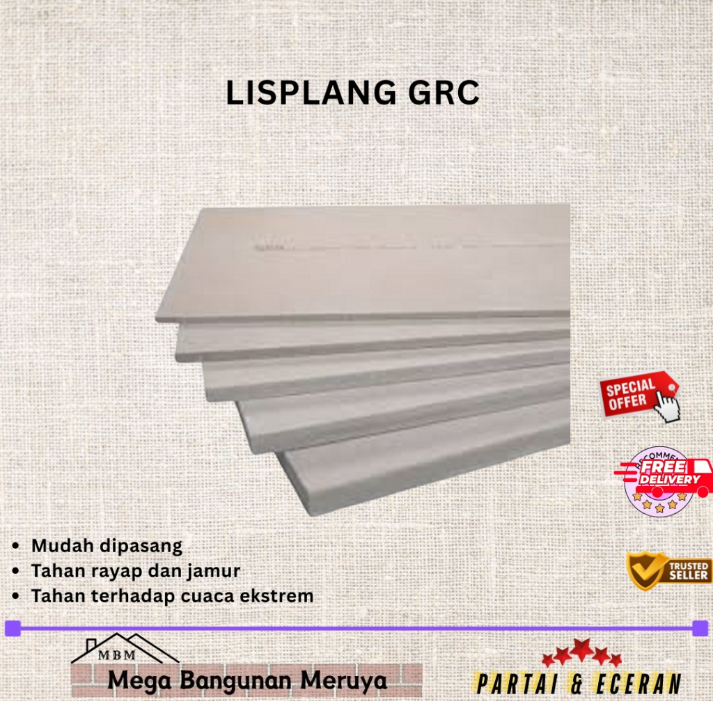 Lisplank Grc 10/20cm 2.4M / 30 cm 3 m  / TimberPlank Urat Kayu Grc / Lisplang Timber