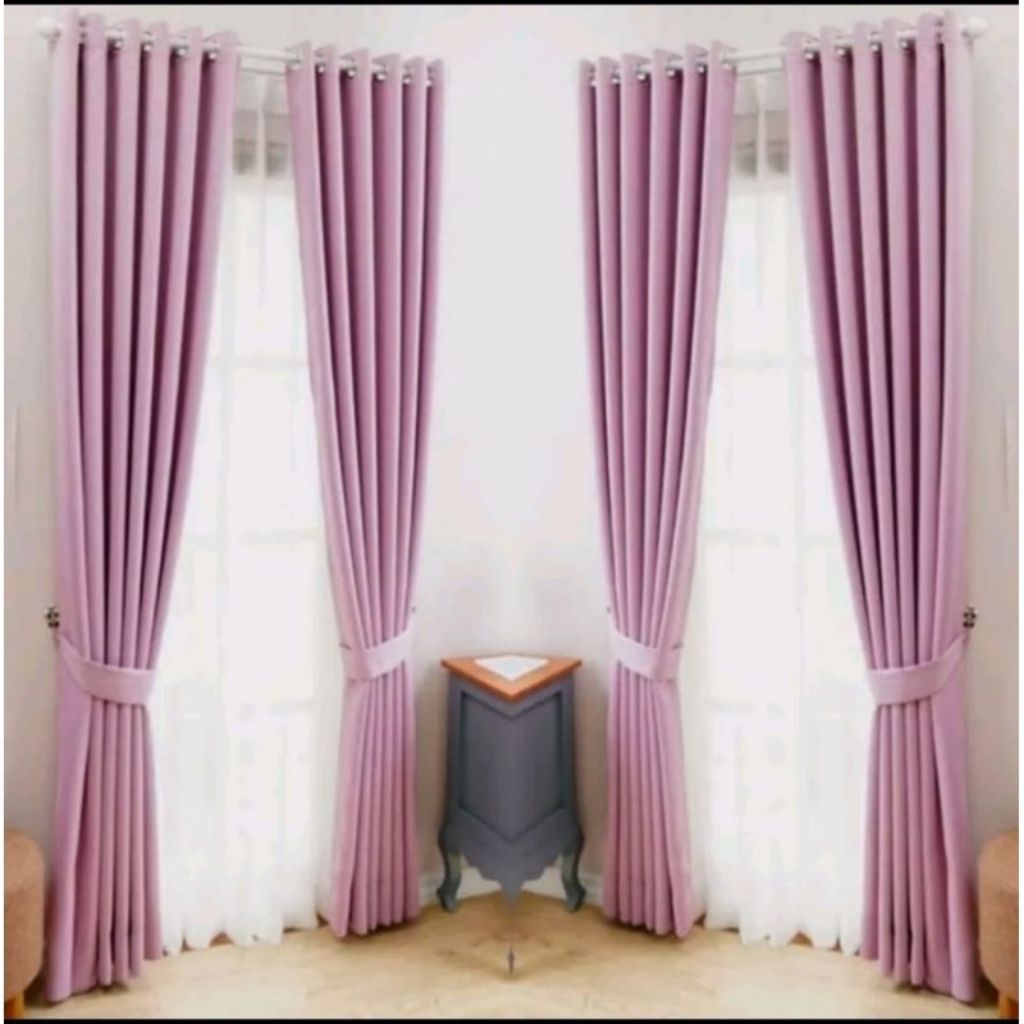 Gorden Blackout import minimalis Gorden jendela gorden pintu warna ungu lilac