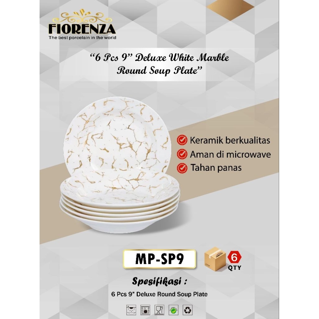 piring keramik fiorenza ukuran 9 inch