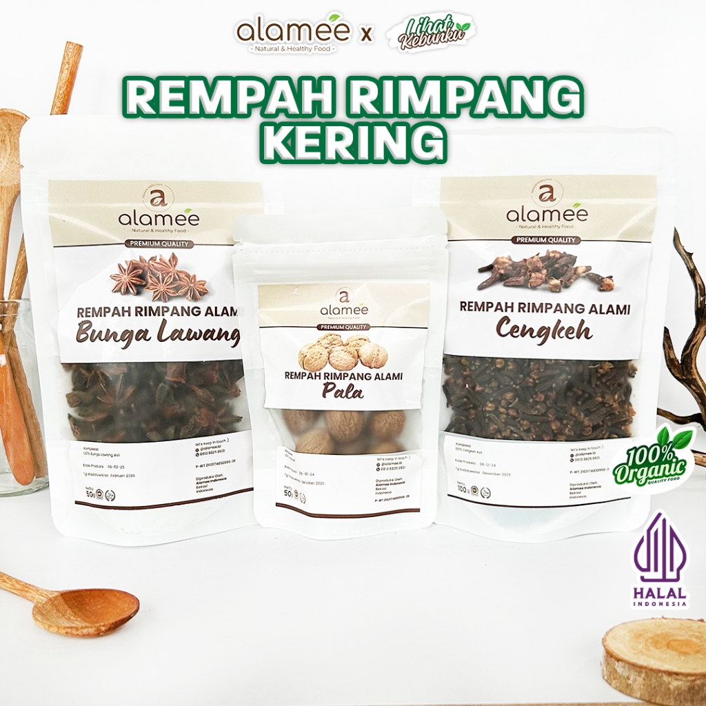 ALAMEE Bumbu Dapur Rempah Rimpang Temulawak Kayu Manis Jahe Kunyit Lada Hitam Kering LIHAT KEBUNKU