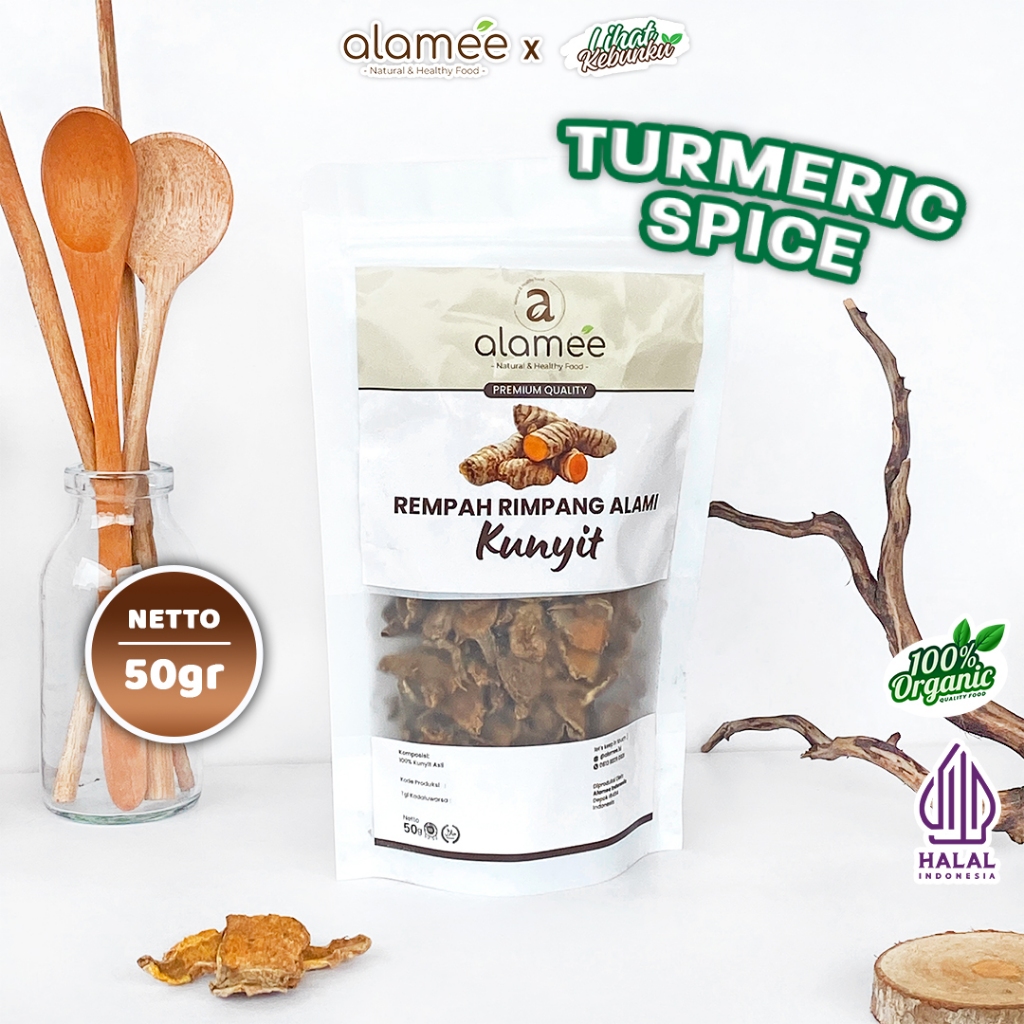 

ALAMEE Kunyit Kering Dried Turmeric Iris Rempah Rimpang Organik Alami Kunir Bumbu Seasoning 50gr LIHAT KEBUNKU