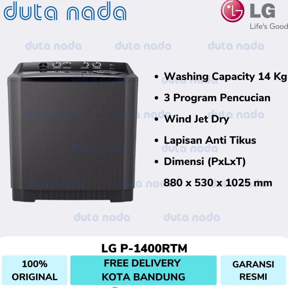 LG MESIN CUCI 2 TABUNG 14Kg P1400RTM / P-1400RTM