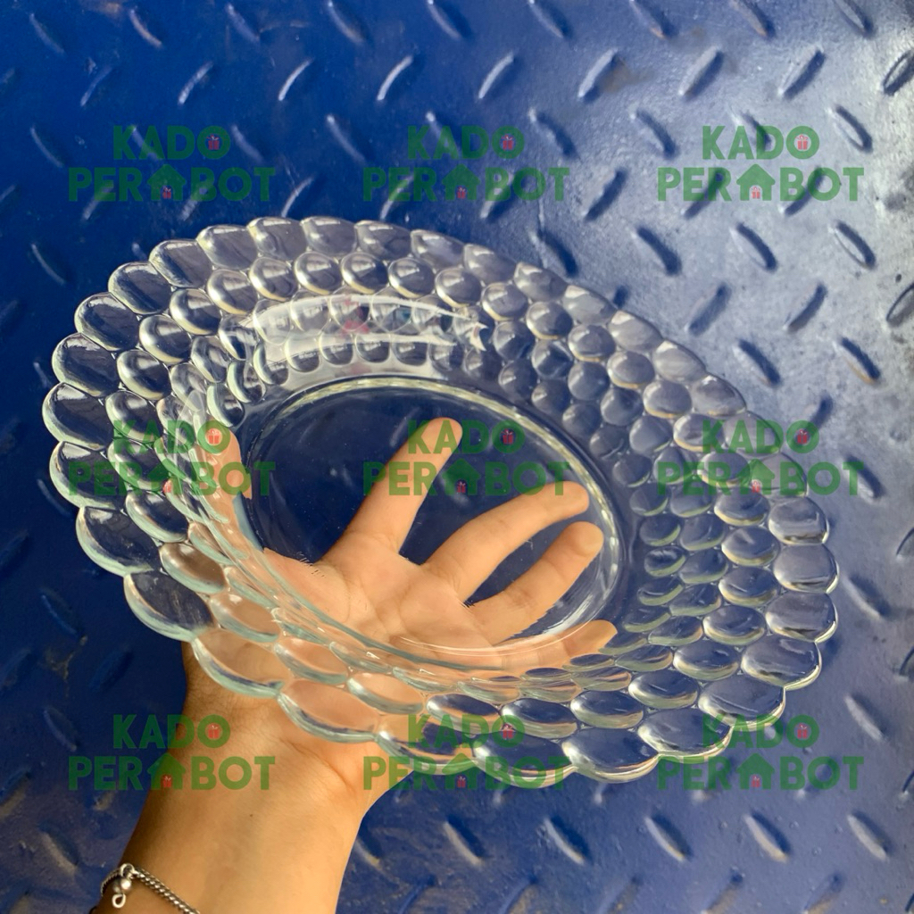 6 PCS PIRING KACA TOTOL ANYAM POLOS Piring Makan Beling Piring Cantik Piring Kaca Souvenir Piring Em