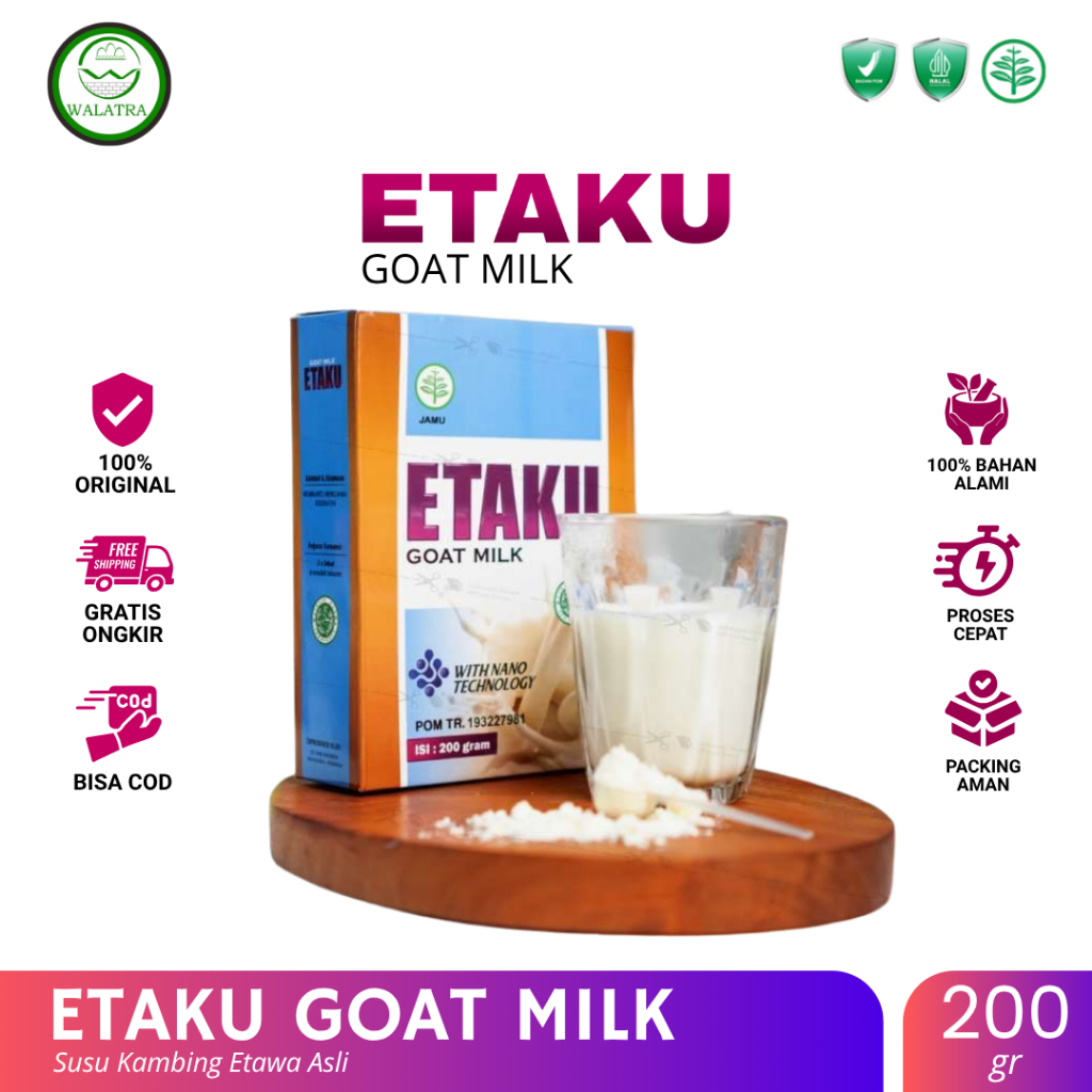 

WALATRA - ETAKU Goat Milk Susu Kambing Etawa Memelihara Kesehatan Tubuh - 200 gr