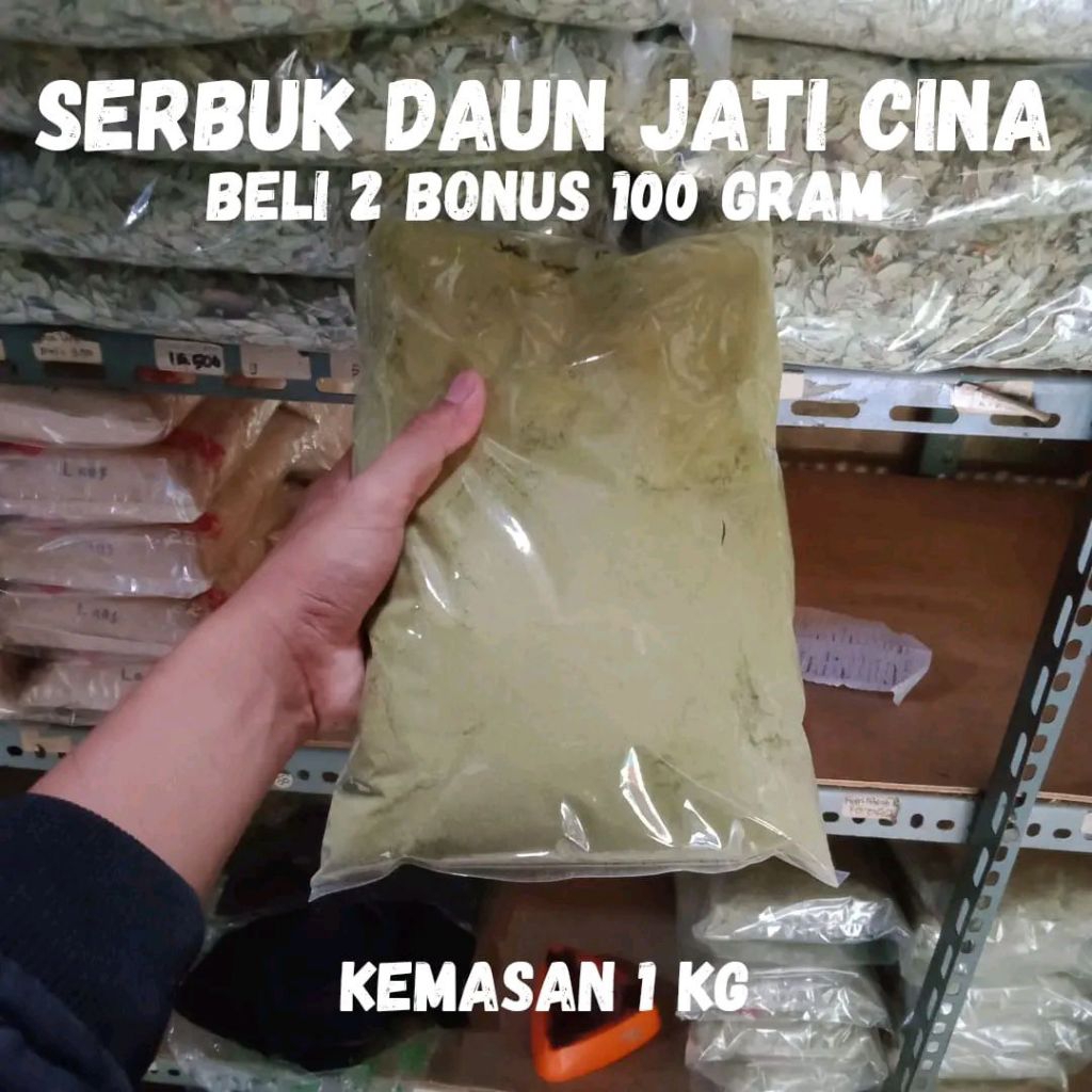 

Bubuk Serbuk Daun Jati Cina 1kg 1000 gram Asli TanpaCampuranJamuHerbal