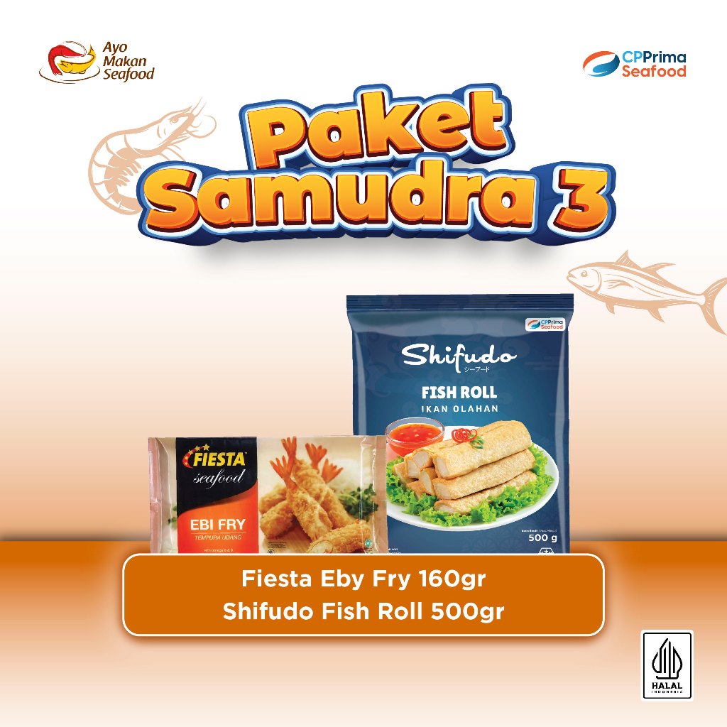 

Paket Samudra 3: Shifudo Fish Roll 500g & Fiesta Ebi Fry 160g / Promo Seafood / Promo Frozen Food