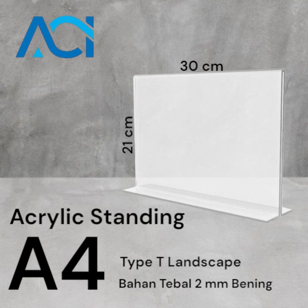 

Akrilik Standing/Akrilik Tent Holder/Tempat Brosur/Akrilik Tent Card A4 T Landscape 2mm