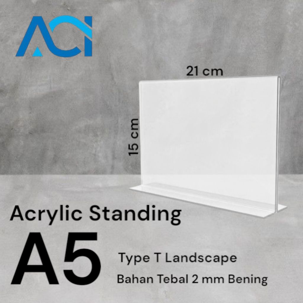 

Akrilik Standing/Akrilik Tent Holder/Tempat Brosur/Akrilik Tent Card A5 T Landscape 2mm