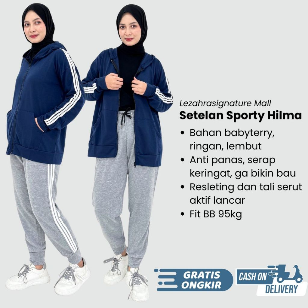 Jaket Celana Olahraga Wanita Babyterry Hilma LZS Setelan Baju Jogger Trening Sporty