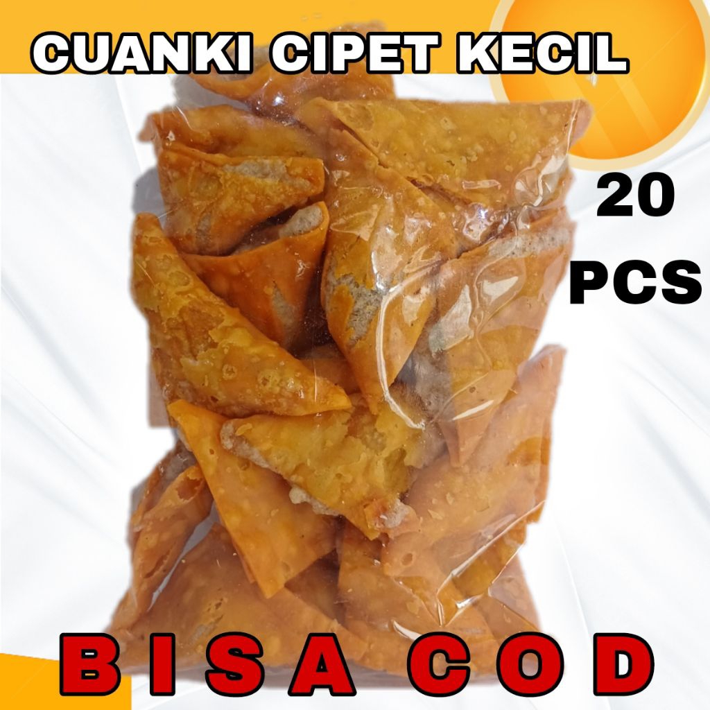 

ISI 20 PCS CUANKI CIPET UKURAN KECIL / PANGSIT SEGITA TOPING SEBLAK / CIPET MINI